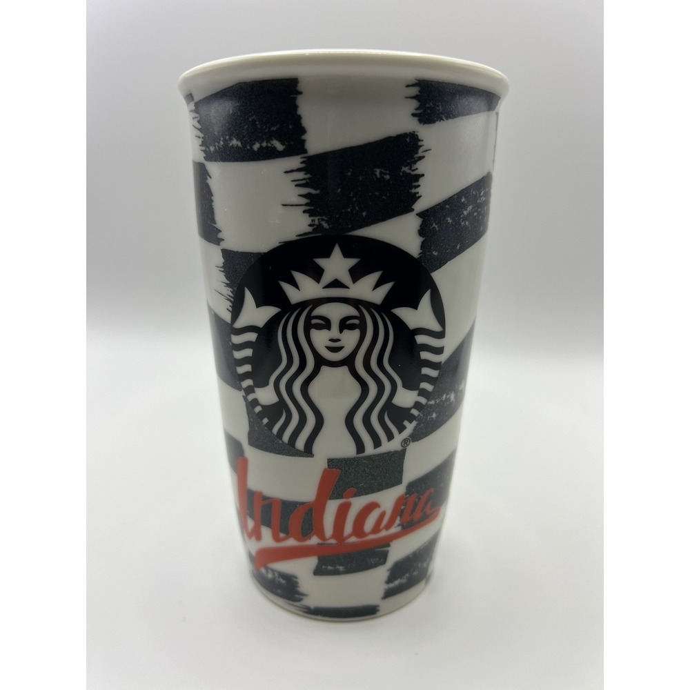 Starbucks Indiana Checkered Flag Indy 500 Racing Capital 12oz Mug Cup Tumbler